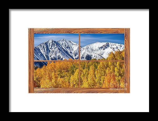 Trees Framed Print featuring the photograph Autumn Aspen Tree Forest Barn Wood Picture Window Frame View by James BO Insogna