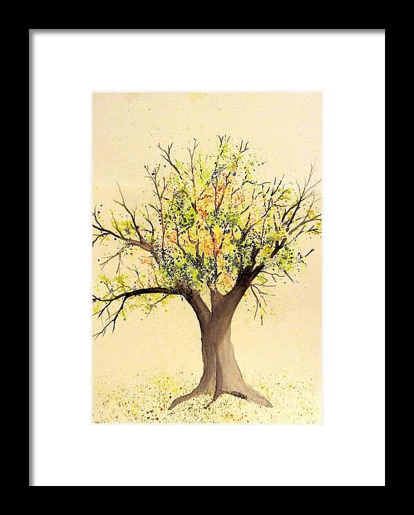 Landscape Framed Print featuring the painting Autumn Backyard Tree by David Bartsch