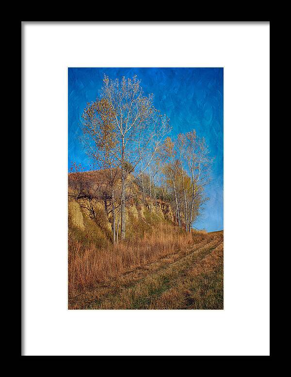 Autumn Framed Print featuring the photograph Autumn Bluff Painted by Nikolyn McDonald