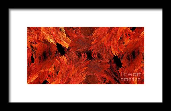 Abstract Framed Print featuring the digital art Autumn Fire Abstract Pano 1 by Andee Design