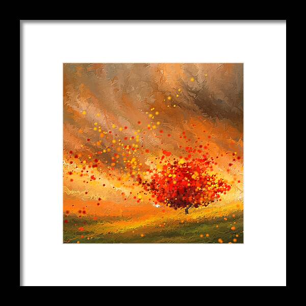 Four Seasons Framed Print featuring the painting Autumn-Four Seasons- Four Seasons Art by Lourry Legarde