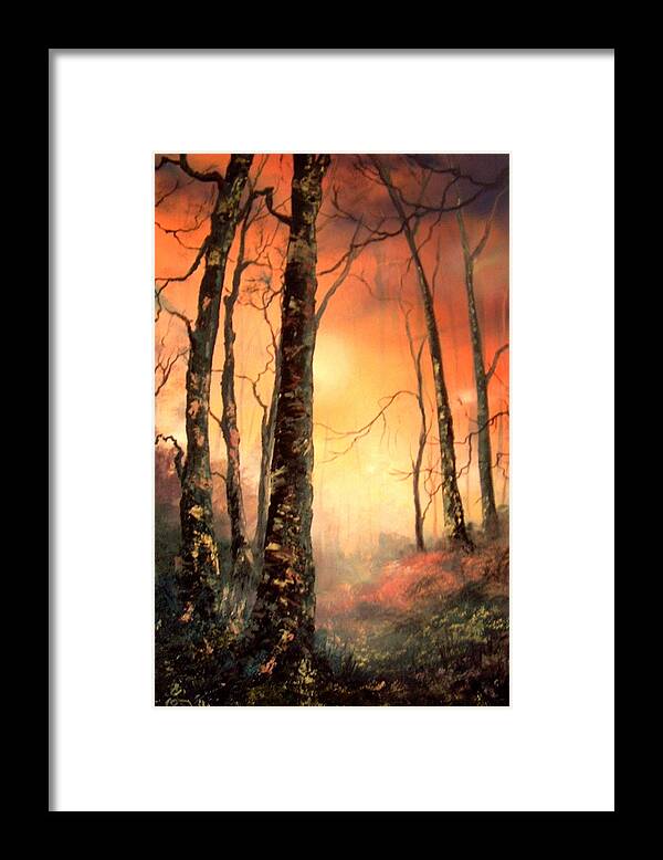 Cannock Chase Framed Print featuring the painting Autumn Glow by Jean Walker