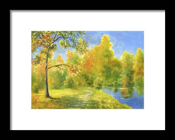 Scenics Framed Print featuring the digital art Autumn Impressionism by Pobytov