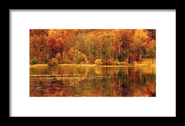 Water Framed Print featuring the photograph Autumn in Mirror Lake by Paul W Faust - Impressions of Light