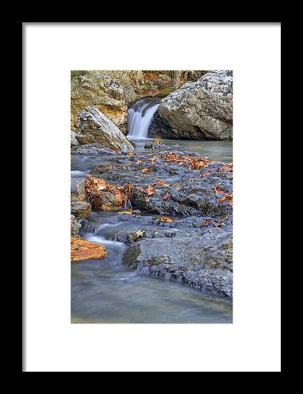 Arkansas Framed Print featuring the photograph Autumn Leaves at Little Missouri Falls - Arkansas - Waterfall by Jason Politte