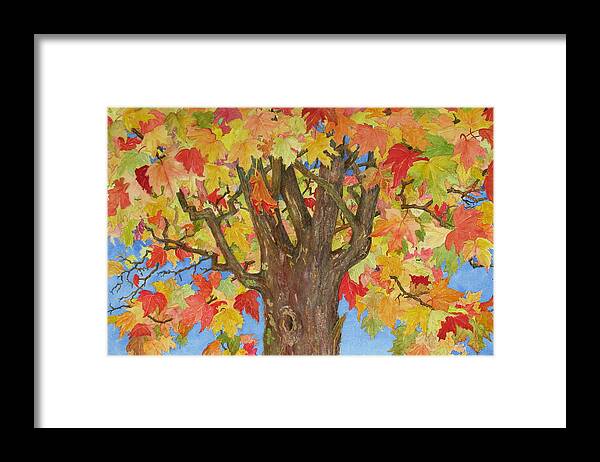Leaves Framed Print featuring the painting Autumn Leaves first by Mary Ellen Mueller Legault