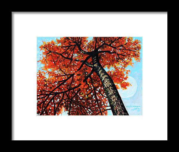 Autumn Framed Print featuring the painting Autumn Moon by John Lautermilch