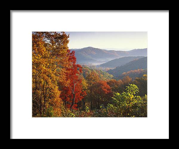 Feb0514 Framed Print featuring the photograph Autumn On Blue Ridge Range Near Jumping by Tim Fitzharris