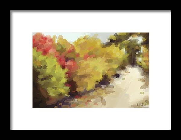 Landscape Framed Print featuring the painting Autumn Path Central Park New York by Beverly Brown