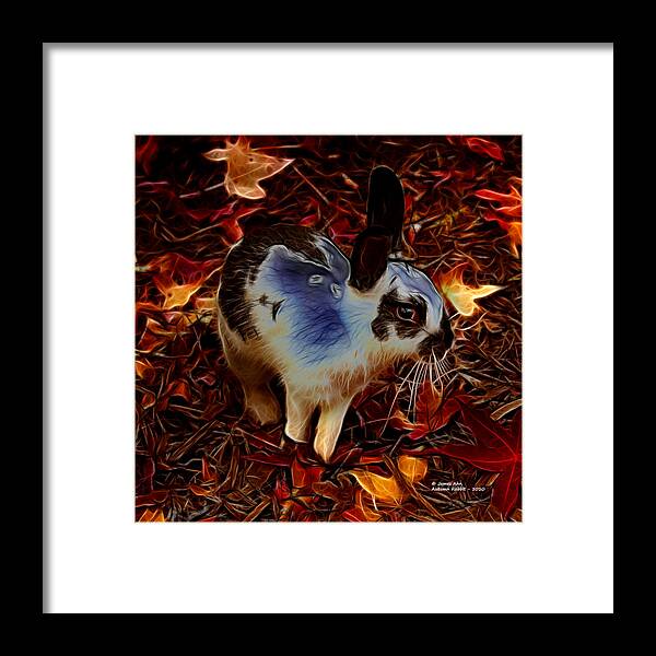 Rabbit Framed Print featuring the digital art Autumn Rabbit 5010 - James Ahn by James Ahn