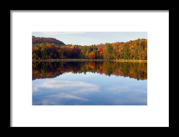 Autumn Framed Print featuring the photograph Autumn Shoreline Reflection by Gene Walls