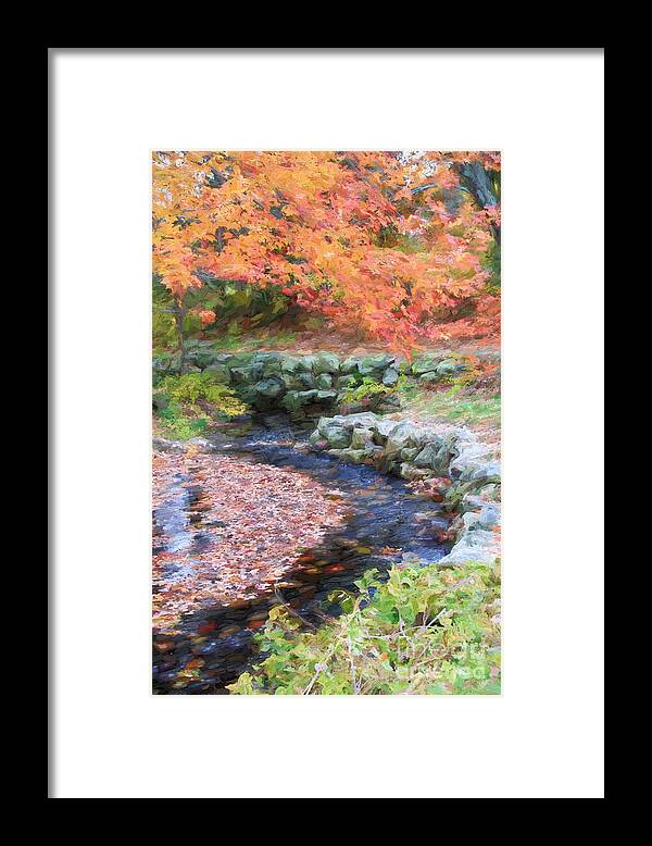 Stream Framed Print featuring the digital art Autumn Stream by Jayne Carney
