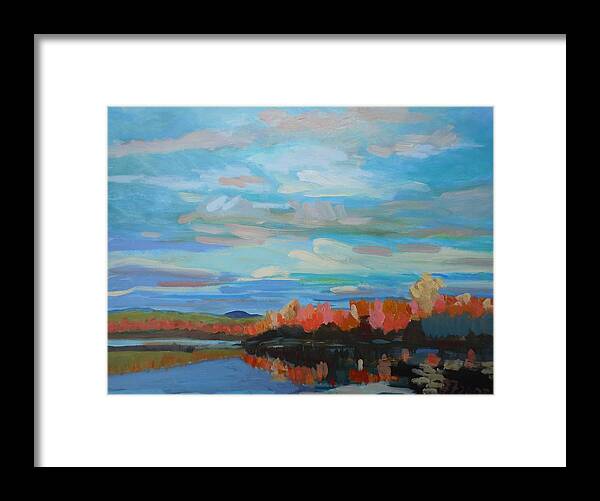 Landscape Framed Print featuring the painting Autumn Sunrise by Francine Frank