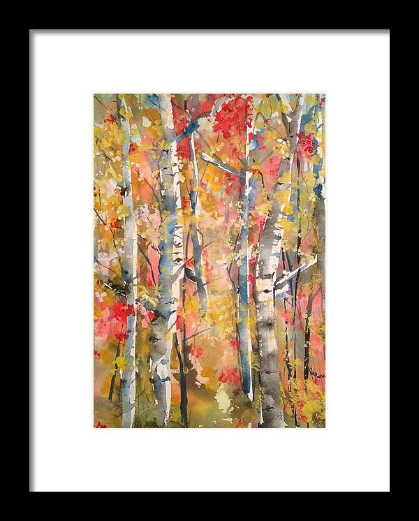 Autumn Framed Print featuring the painting Autumn Trees by Robin Miller-Bookhout