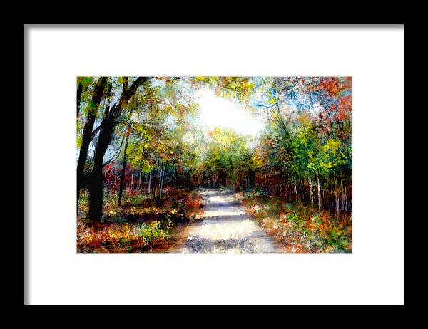 Autumn Framed Print featuring the painting Autumn walk 2 by Angie Braun