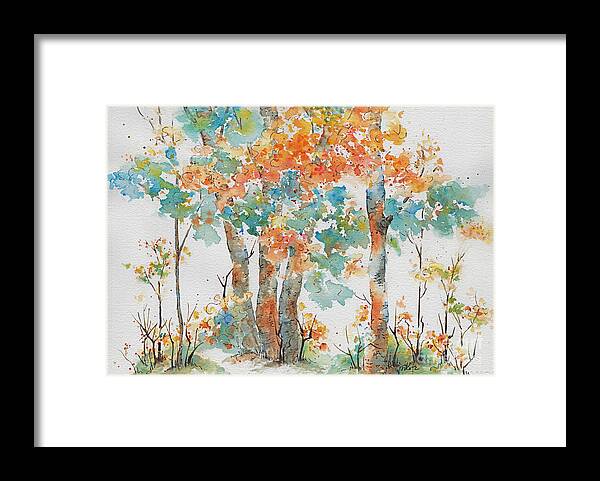Impressionism Framed Print featuring the painting Autumn Woods Deep Woods by Pat Katz