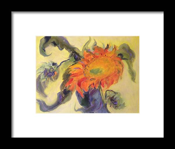 Sunflower Framed Print featuring the painting Avenging Sunflower by Karen Carmean