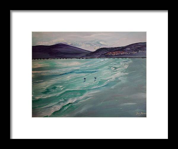 Coastline Framed Print featuring the painting Avila by the Sea by Jan Moore