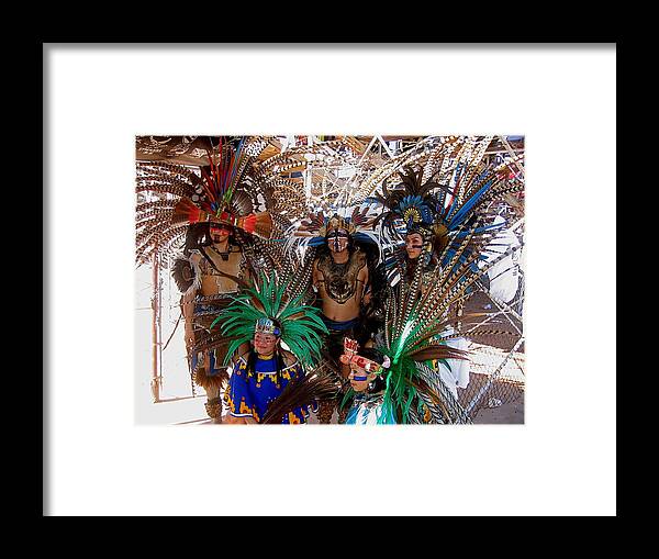 Aztec Performers O'odham Tash Casa Grande Arizona 2006 Framed Print featuring the photograph Aztec performers O'odham Tash Casa Grande Arizona 2006 by David Lee Guss