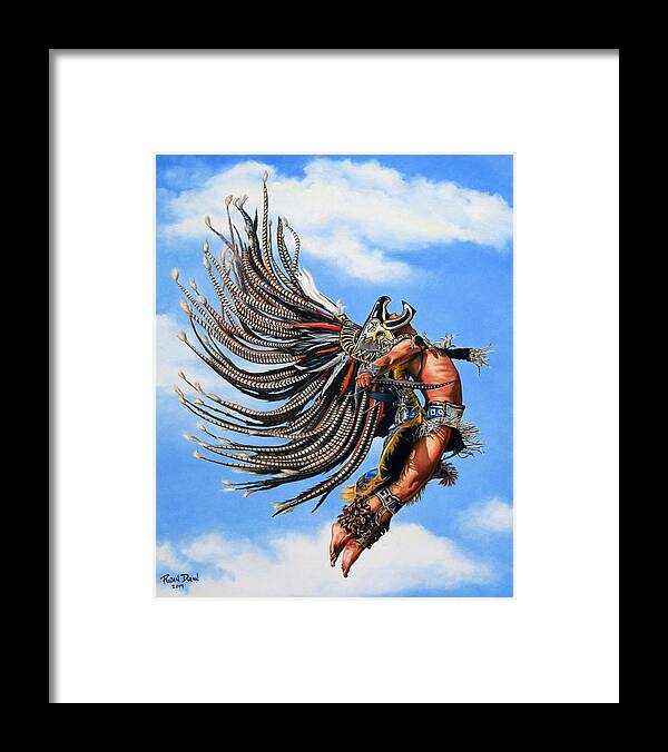 Figure Framed Print featuring the painting Aztec Warrior by Ruben Duran