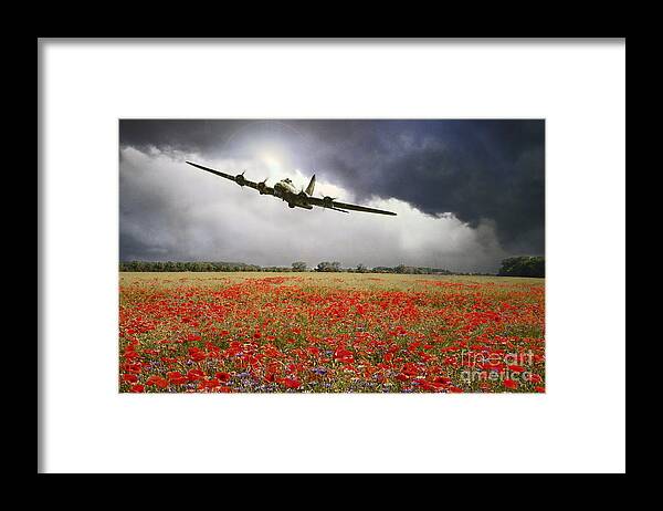 B-17 Flying Fortress Framed Print featuring the digital art B-17 Poppy Pride by Airpower Art