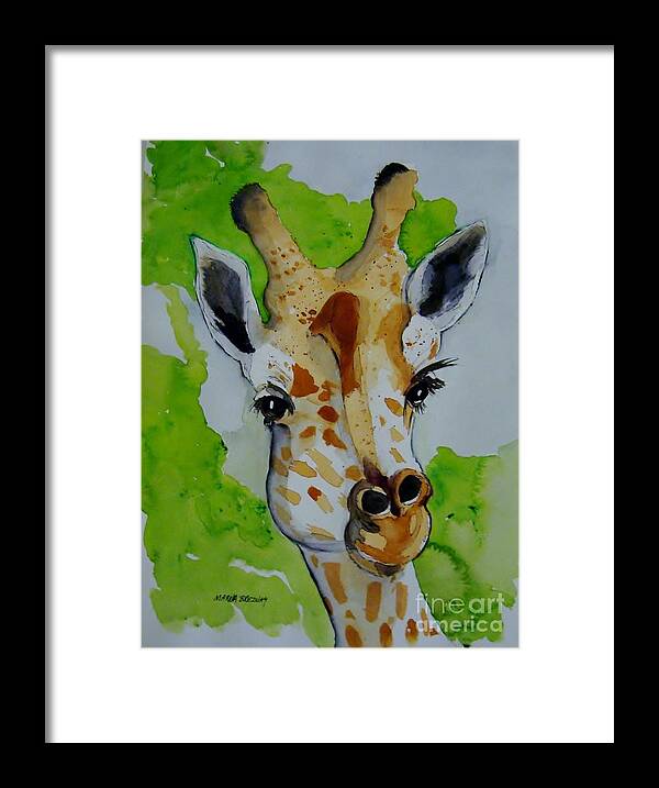 Giraffes Framed Print featuring the painting Baby Giraffe by Marcia Breznay