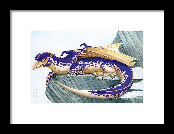 Dragon Framed Print featuring the digital art Baby Lapis Spotted Dragon by Melissa A Benson