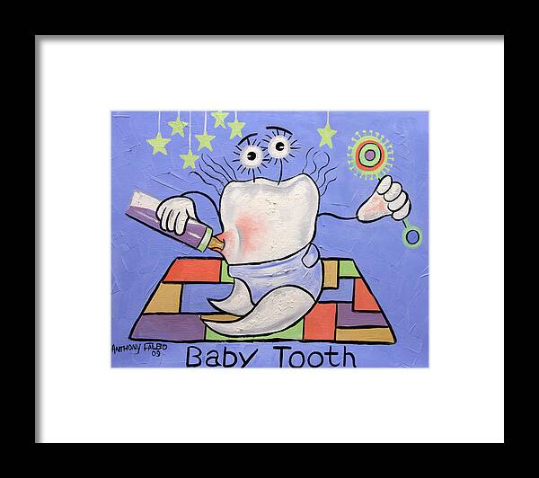 Baby Tooth Framed Print featuring the painting Baby Tooth by Anthony Falbo