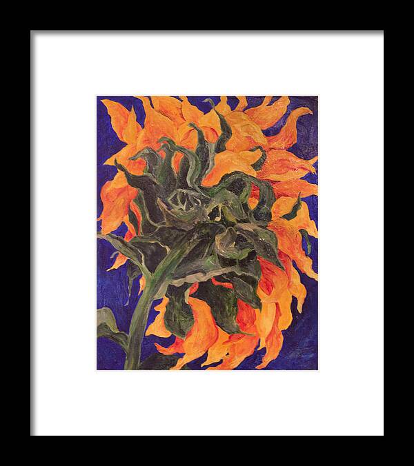 Sunflower Framed Print featuring the painting Back of Sunflower by Sally Quillin