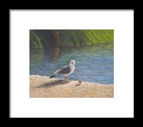 Sea Gull Framed Print featuring the painting Back Off by Cindy Lee Longhini