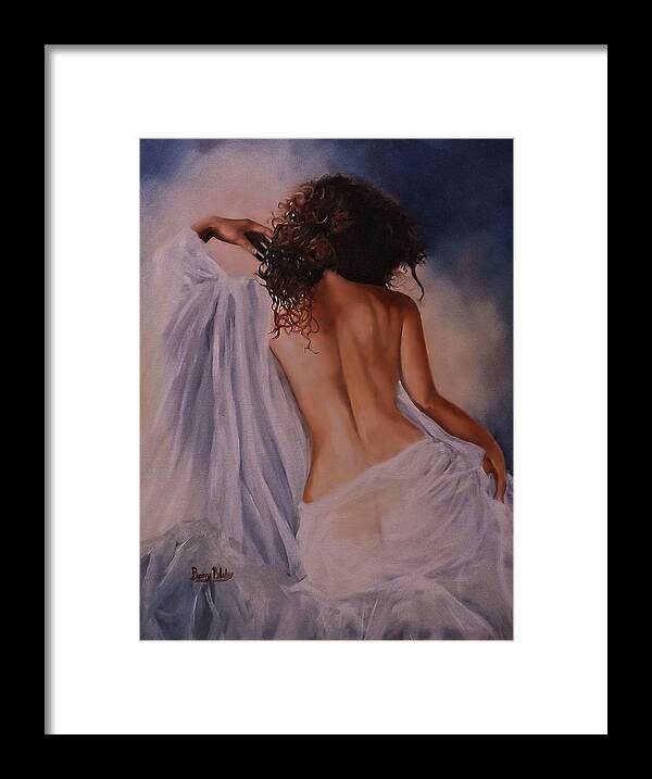 Female Form Framed Print featuring the painting Back to The Future by Barry BLAKE