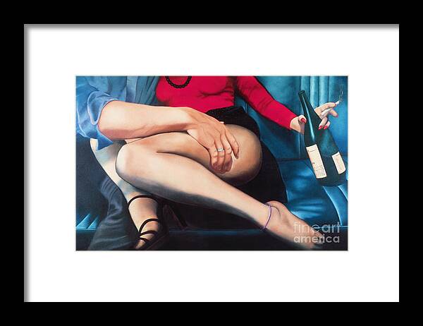 Sensual Framed Print featuring the painting Backseat Number by Mary Ann Leitch