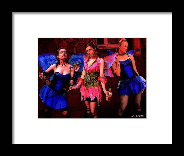 Fairies Framed Print featuring the painting Good Fairies Gone Bad by Jon Volden