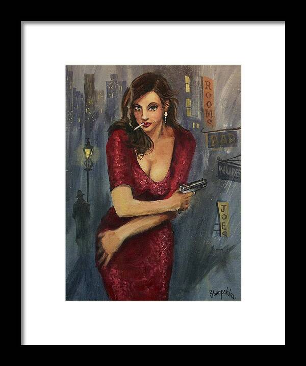 City At Night Framed Print featuring the painting Bad Girl by Tom Shropshire