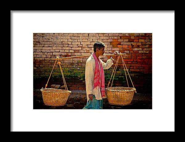 Bhaktapur Framed Print featuring the photograph Balance Bhaktapur City of Devotees Artmif.lv by Raimond Klavins