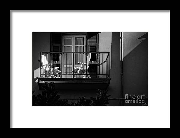 Italy Framed Print featuring the photograph Balcony Bathed in Sunlight by Prints of Italy