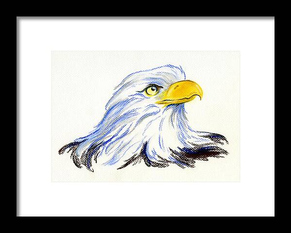Bird Framed Print featuring the pastel Bald Eagle Portrait by MM Anderson