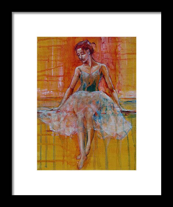 Ballarinas Framed Print featuring the painting Ballerina In Repose by Jani Freimann