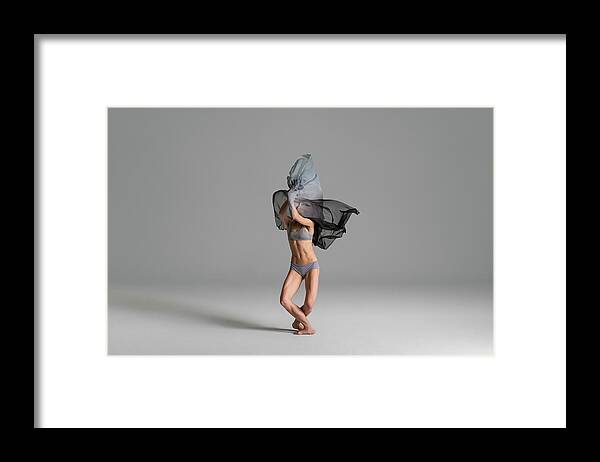 Ballet Dancer Framed Print featuring the photograph Ballerina Performing With Silk Fabric by Nisian Hughes
