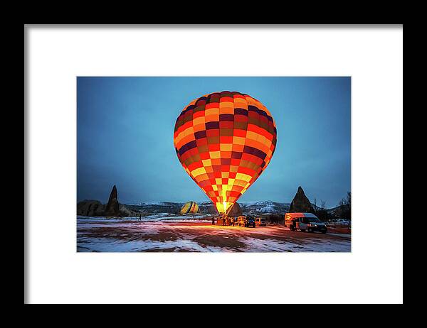 Taking Off Framed Print featuring the photograph Balloon Ride, Cappadocia by Nejdetduzen