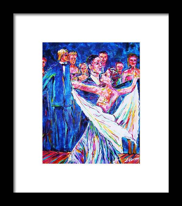 Dancing Framed Print featuring the painting Ballroom Compitition by Linda Vaughon