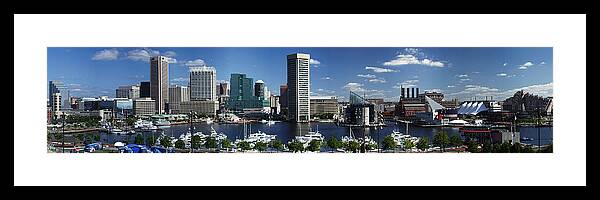 Baltimore Framed Print featuring the photograph Baltimore Inner Harbor Panorama by Bill Swartwout