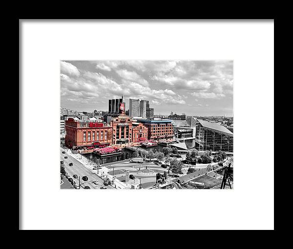 Power Plant Framed Print featuring the photograph Baltimore Power Plant Color Black White by Chris Montcalmo
