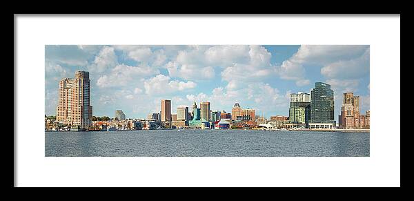 Downtown District Framed Print featuring the photograph Baltimore Skyline And Inner Harbor by Greg Pease
