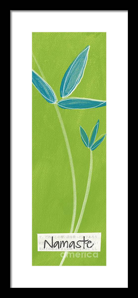 Namaste Framed Print featuring the painting Bamboo Namaste by Linda Woods