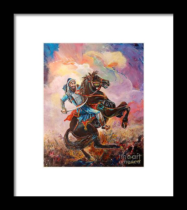 Landscape Framed Print featuring the painting Banda Singh Bahadur by Sarabjit Singh