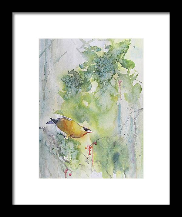 Bird Framed Print featuring the painting Cedar Waxwing by Amanda Amend