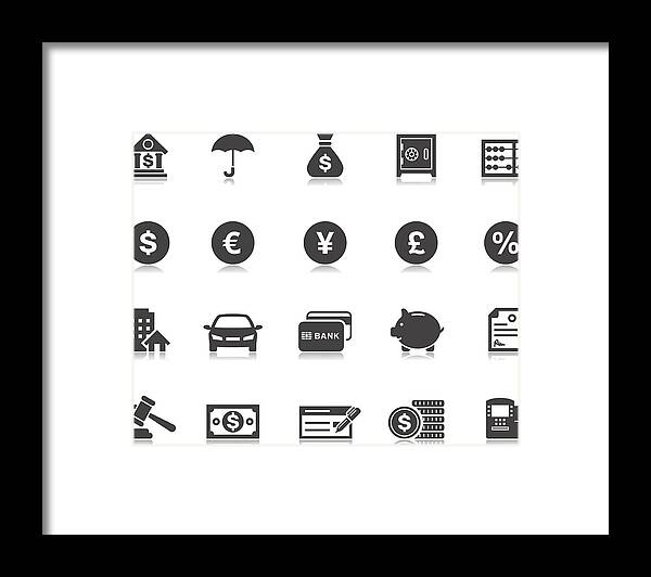 Corporate Business Framed Print featuring the drawing Banking & Finance icons | Pictoria series by Runeer