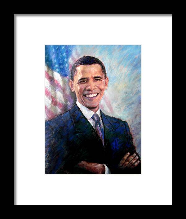 Barack Obama Framed Print featuring the drawing Barack Obama by Viola El