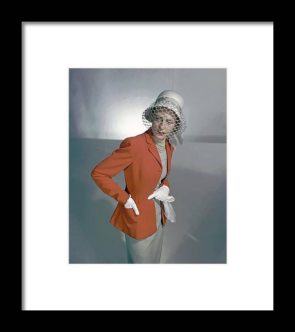Fashion Framed Print featuring the photograph Barbara Tullgren Wearing A Red Jacket by Horst P. Horst